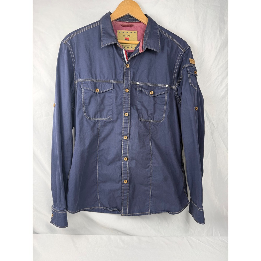 Spykar Mens M Ranger S15-21 Navy Blue Cotton Button Up Utility Shirt